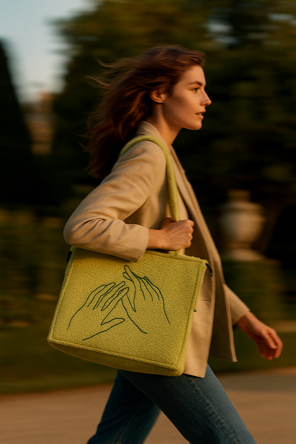 sTOTEio Lime Teddy Plush Tote Bag (TP-02)