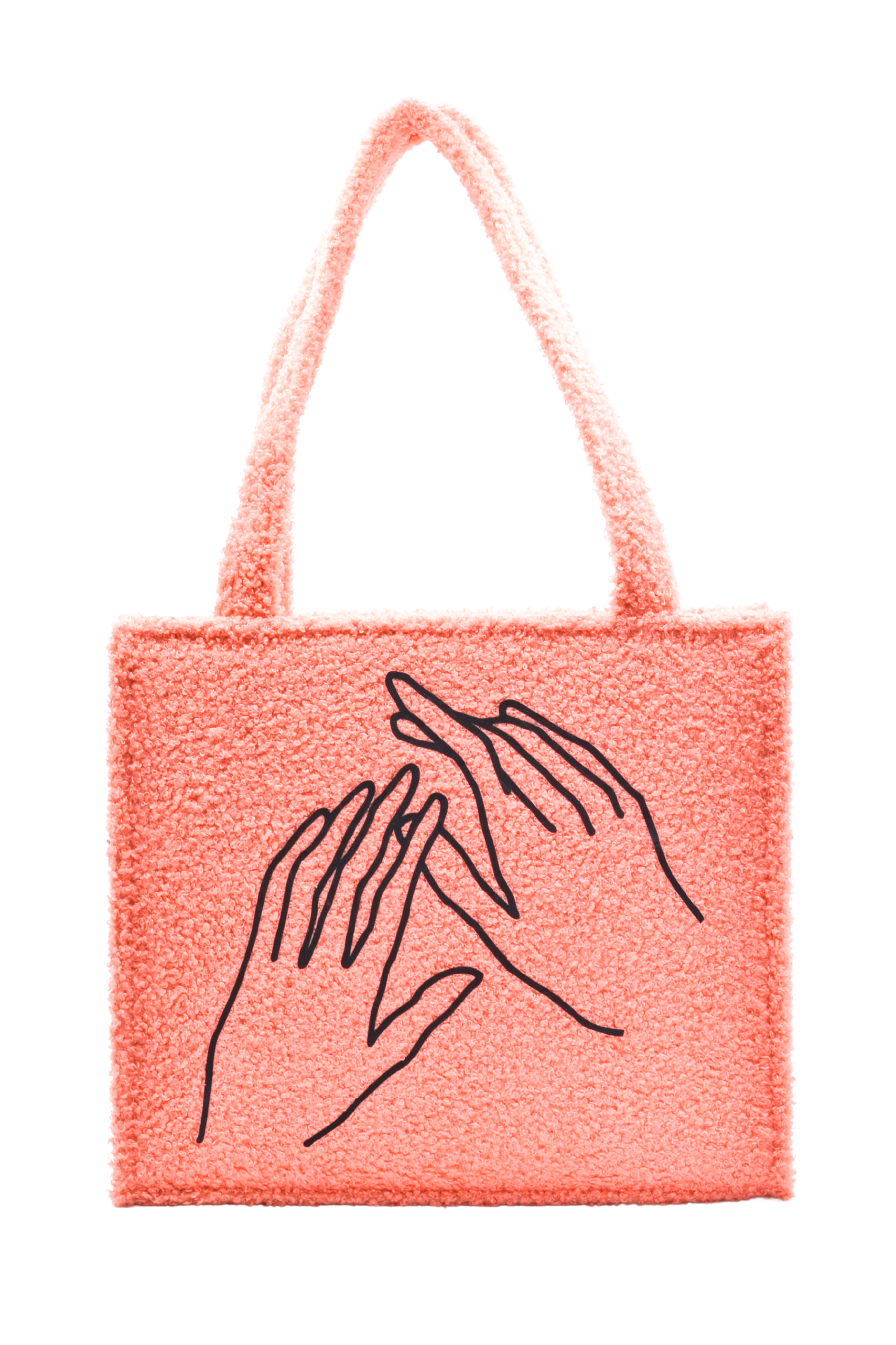 Coral Teddy Plush Tote Bag