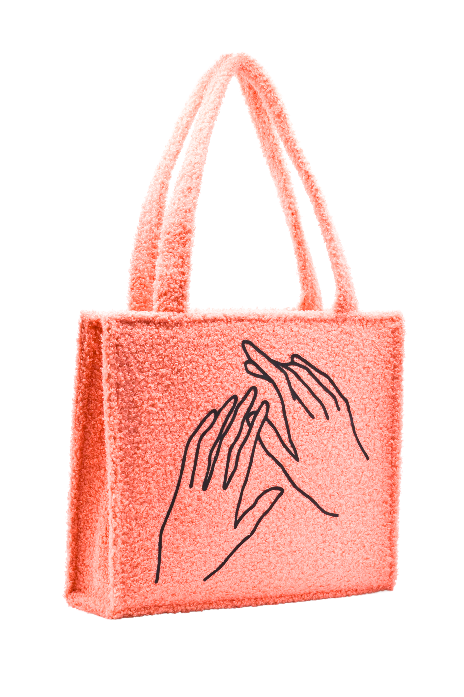 Coral Teddy Plush Tote Bag