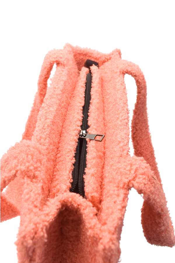 Coral Teddy Plush Tote Bag