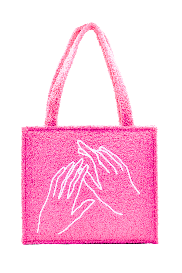 Coral Teddy Plush Tote Bag
